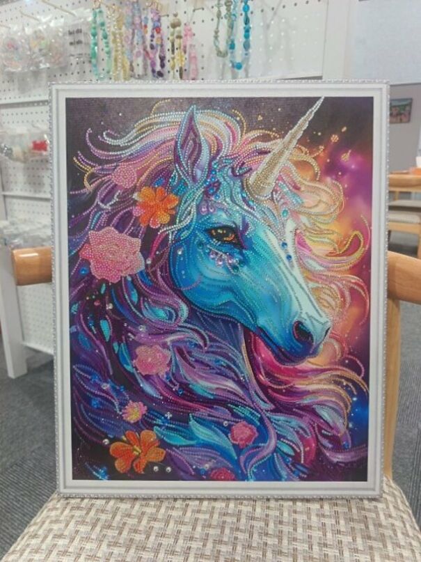 Just Finished This Blooming Unicorn Diamond Painting And Even Framed It
