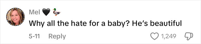 Screenshot of a social media comment defending ET's baby against online bullying, highlighting support for the child. Screenshot of a social media comment defending ET's baby against online bullying, highlighting support for the child.