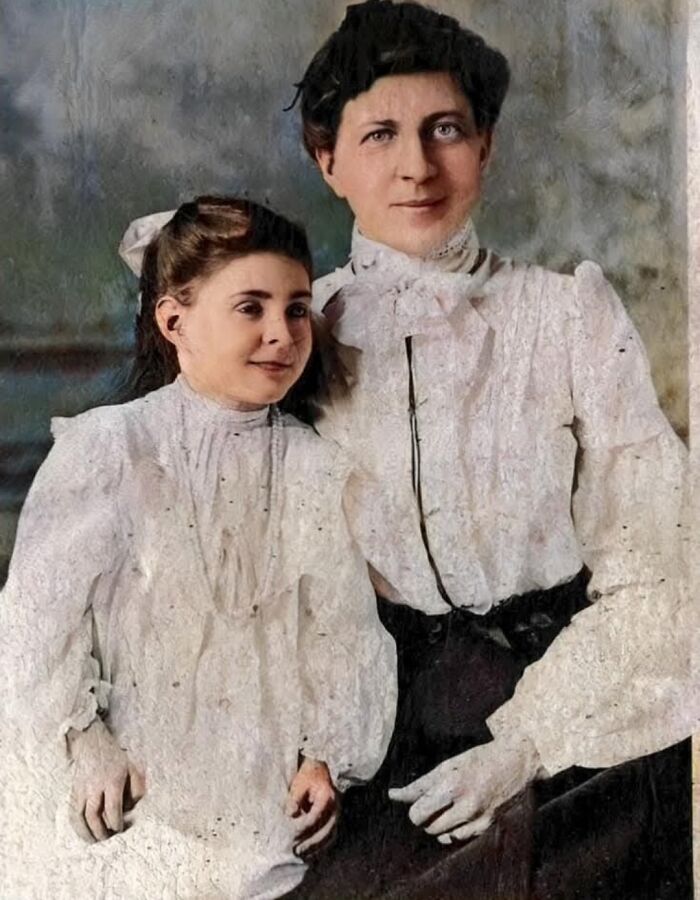 1904 - My Great-Great Grandmother Elizabeth Tribur And Her Daughter, My Great Grandmother, Gertrude. (I Used An App To Colorize)