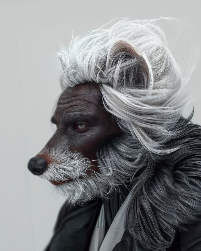 Surreal art blending human features with animal traits and objects to explore identity, instinct, and imagination.