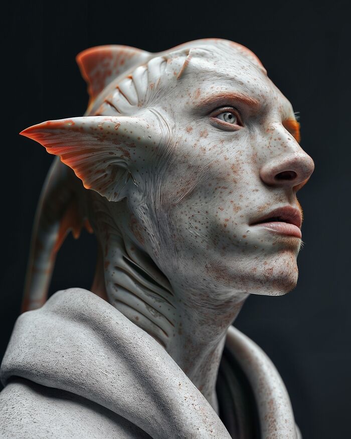 Surreal artwork blending human features with animal traits and objects to explore identity and imagination concepts.