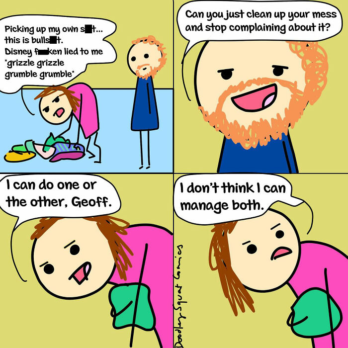 Witty and relatable comic by Australian mom depicting everyday life struggles between two characters.