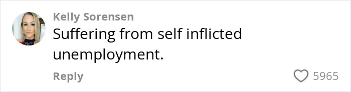 User comment from Kelly Sorensen discussing self-inflicted unemployment, highlighting economic concerns amid tattoo boom cooling off in 2025. User comment from Kelly Sorensen discussing self-inflicted unemployment, highlighting economic concerns amid tattoo boom cooling off in 2025.