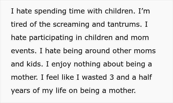Alt text: A mom expresses frustration and tiredness with her cheating husband and unwanted child, feeling regret over motherhood. Alt text: A mom expresses frustration and tiredness with her cheating husband and unwanted child, feeling regret over motherhood.