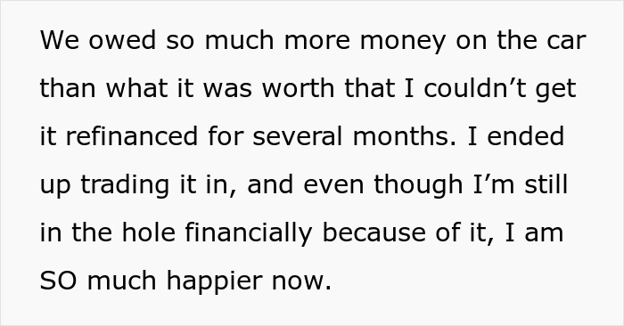Text excerpt from a woman selling everything for a cross-country move, sharing financial struggles and personal happiness. Text excerpt from a woman selling everything for a cross-country move, sharing financial struggles and personal happiness.