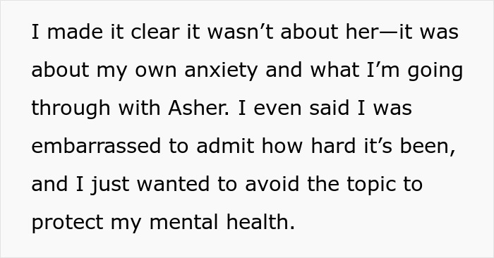 Text excerpt about a woman sharing how food talk triggers her due to her son’s autism and her anxiety.