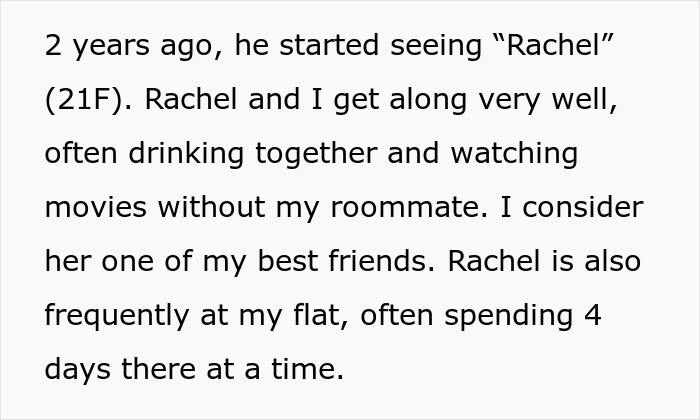 Text describing a relationship where the guy’s girlfriend tries to evict a toxic roomie from their home. Text describing a relationship where the guy’s girlfriend tries to evict a toxic roomie from their home.