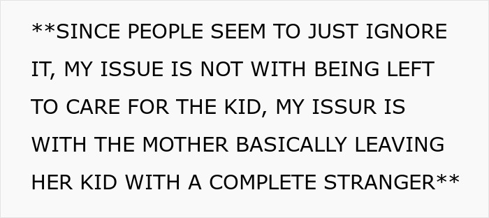 Text emphasizing a woman abandoning her child with a stranger roommate, highlighting a work emergency excuse. Text emphasizing a woman abandoning her child with a stranger roommate, highlighting a work emergency excuse.