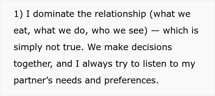 Text excerpt about relationship struggles, highlighting communication and listening to partner’s needs and preferences. Text excerpt about relationship struggles, highlighting communication and listening to partner’s needs and preferences.