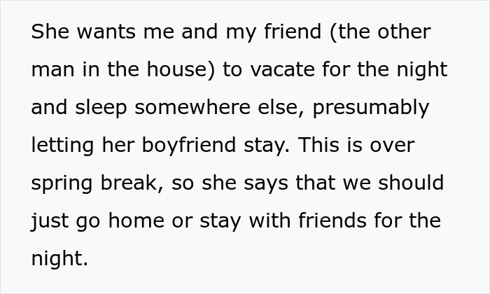 Student asked to leave house during roommate’s party, questioning if guests’ comfort justifies the request.