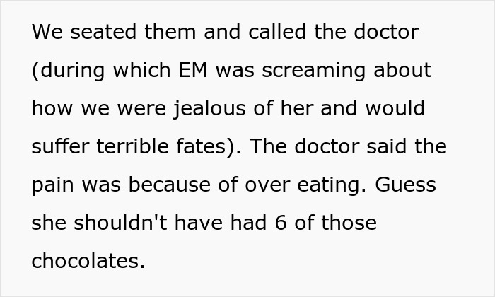Text about girl’s 11th birthday turning sour as visiting relatives demand cake and gifts.
