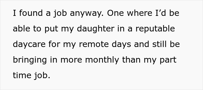 Text excerpt about finding a job to support child care in a discussion on leaving husband after refused help with child. Text excerpt about finding a job to support child care in a discussion on leaving husband after refused help with child.