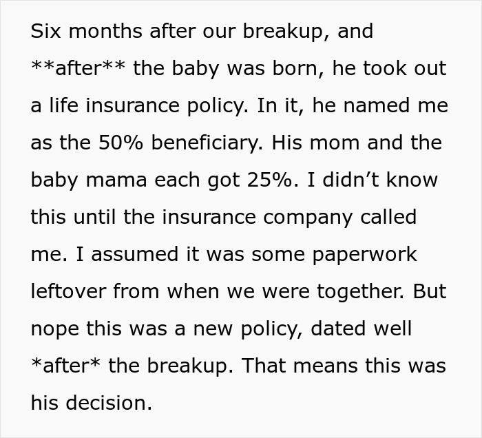 Woman refuses to give up life insurance policy and asks ex’s family to refinance car he left her after breakup. Woman refuses to give up life insurance policy and asks ex’s family to refinance car he left her after breakup.