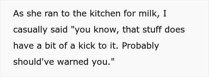 Text excerpt showing a person mentioning food having a kick, relating to revenge on roommate stealing food. Text excerpt showing a person mentioning food having a kick, relating to revenge on roommate stealing food.