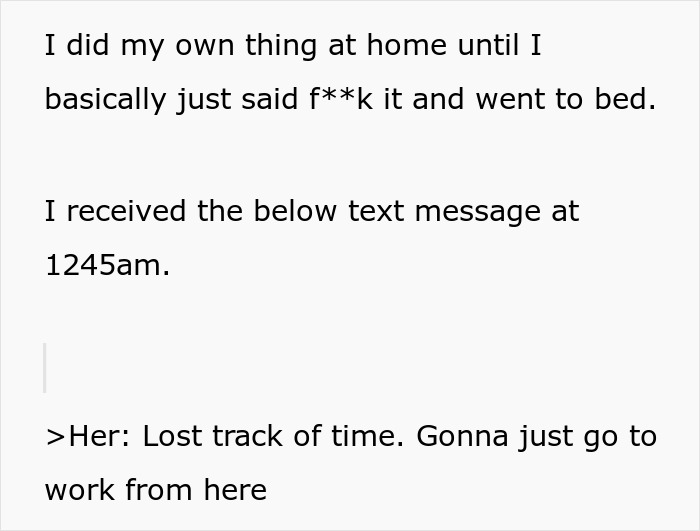 Text message at 12:45 AM showing husband feeling confused while wife catches up with her ex during sleepover. Text message at 12:45 AM showing husband feeling confused while wife catches up with her ex during sleepover.