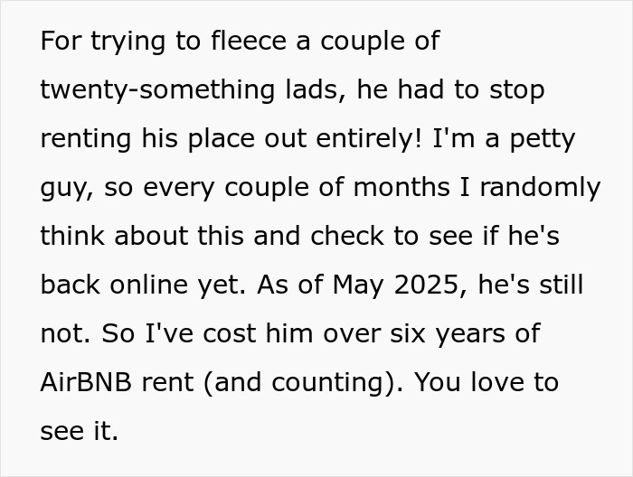 Text on screen describing petty revenge against an Airbnb host who tried to jack up the price last minute. Text on screen describing petty revenge against an Airbnb host who tried to jack up the price last minute.