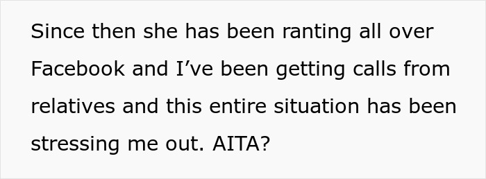 Text excerpt discussing family conflict and social media rant related to nephew excluded from son's birthday. Text excerpt discussing family conflict and social media rant related to nephew excluded from son's birthday.