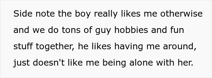 Text on a white background discussing a boy who enjoys hobbies with a man but demands the bedroom door remains open. Text on a white background discussing a boy who enjoys hobbies with a man but demands the bedroom door remains open.