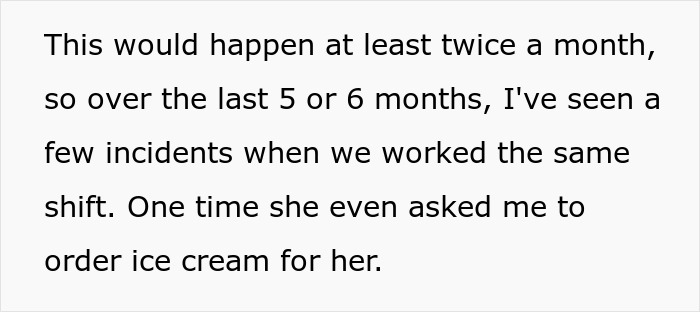 Text excerpt from an office discussing multiple incidents of severe attention seeking affecting coworkers during shifts. Text excerpt from an office discussing multiple incidents of severe attention seeking affecting coworkers during shifts.