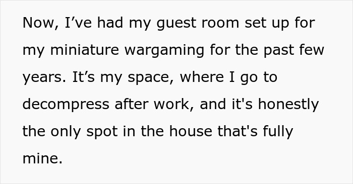 Text about a man prioritizing his miniature wargaming studio as his personal space over family commitments. Text about a man prioritizing his miniature wargaming studio as his personal space over family commitments.