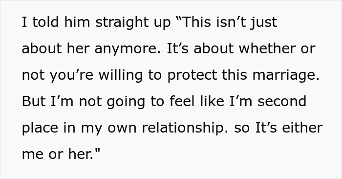 Text excerpt from a husband’s childhood best friend favor request causing humiliation in a marriage conflict. Text excerpt from a husband’s childhood best friend favor request causing humiliation in a marriage conflict.