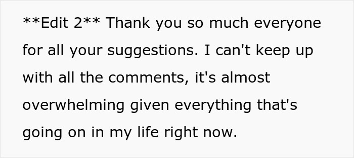 Text on a white background reading a heartfelt thank you message about suggestions and overwhelming comments during a difficult time in life. Text on a white background reading a heartfelt thank you message about suggestions and overwhelming comments during a difficult time in life.