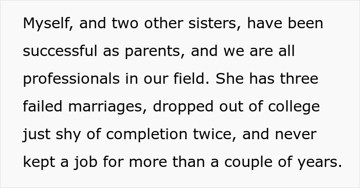 Text excerpt discussing a neglectful mom choosing boyfriend over kids, with sisters calling authorities after finding children in filth.