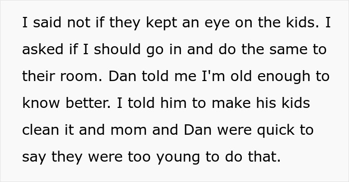 Teen’s room wrecked by mom’s new boyfriend’s kids, causing conflict and leading to teen moving out and refusing to return. Teen’s room wrecked by mom’s new boyfriend’s kids, causing conflict and leading to teen moving out and refusing to return.