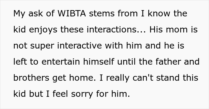 Text excerpt discussing a neighbor’s kid interacting at a fence turned fast food window for dogs, causing frustration. Text excerpt discussing a neighbor’s kid interacting at a fence turned fast food window for dogs, causing frustration.