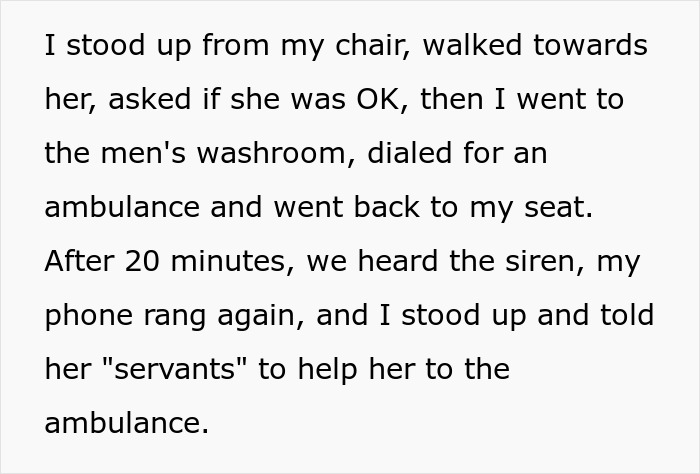 Text excerpt describing calling an ambulance after noticing a severe attention seeking case at the office with a changed face. Text excerpt describing calling an ambulance after noticing a severe attention seeking case at the office with a changed face.