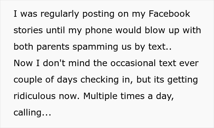 Text about a helicopter mom constantly calling and asking about grandkids, disrupting honeymoon trip. Text about a helicopter mom constantly calling and asking about grandkids, disrupting honeymoon trip.