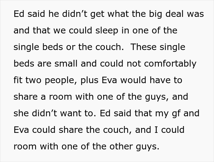 Text excerpt discussing refusal to give up paid master bedroom and accusations of homophobia in a shared living situation. Text excerpt discussing refusal to give up paid master bedroom and accusations of homophobia in a shared living situation.
