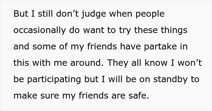Text excerpt about not judging friends who try new things and staying on standby to ensure their safety, related to work buddy and girlfriend. Text excerpt about not judging friends who try new things and staying on standby to ensure their safety, related to work buddy and girlfriend.
