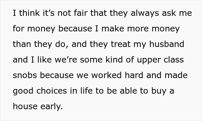 Text showing a woman expressing frustration over siblings expecting her to turn her home into a shelter for the brother’s family. Text showing a woman expressing frustration over siblings expecting her to turn her home into a shelter for the brother’s family.