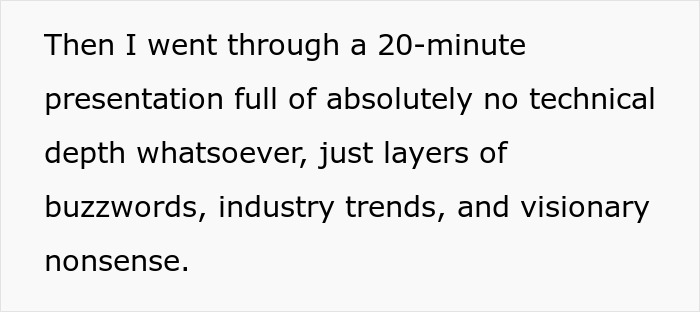 Text on a white background describing a 20-minute presentation with no technical depth, filled with buzzwords and industry trends. Text on a white background describing a 20-minute presentation with no technical depth, filled with buzzwords and industry trends.