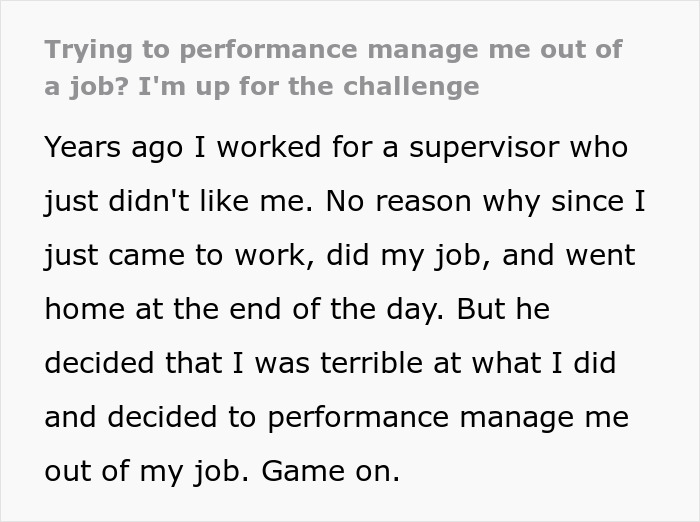 Text about employee facing baseless performance management claims from a manager trying to fire them without proof. Text about employee facing baseless performance management claims from a manager trying to fire them without proof.
