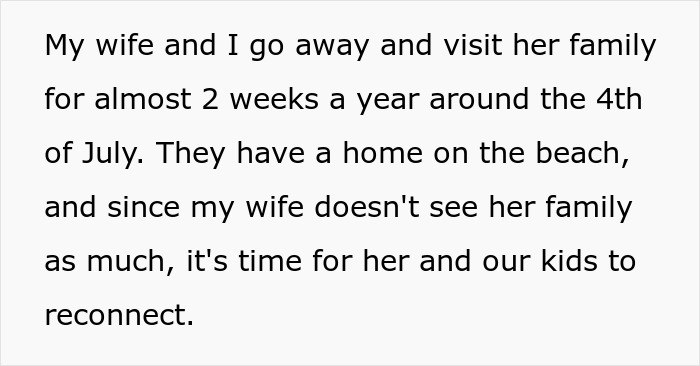Text about siblings and a beach vacation, highlighting a sister mooching off her brother and conflict over kids on a beach vacay. Text about siblings and a beach vacation, highlighting a sister mooching off her brother and conflict over kids on a beach vacay.