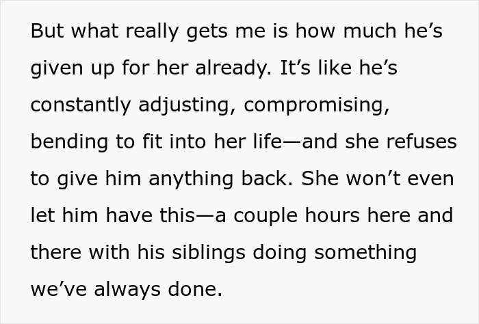 Text excerpt about a woman telling fiancé his gaming days are over, causing him to log off and upset his siblings. Text excerpt about a woman telling fiancé his gaming days are over, causing him to log off and upset his siblings.