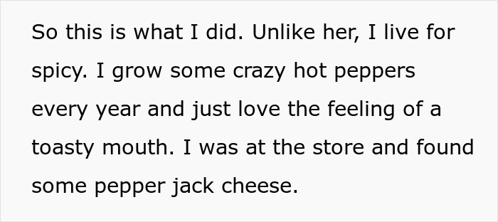 Text about growing hot peppers and choosing pepper jack cheese for a spicy revenge on roommate stealing food from plate. Text about growing hot peppers and choosing pepper jack cheese for a spicy revenge on roommate stealing food from plate.