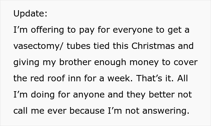 Text update about siblings turning on sister after she refuses to shelter brother’s family, offering limited support instead. Text update about siblings turning on sister after she refuses to shelter brother’s family, offering limited support instead.