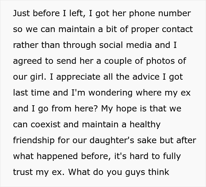Man raises newborn alone, sharing photos with ex in hope of coexisting despite trust issues after three years apart. Man raises newborn alone, sharing photos with ex in hope of coexisting despite trust issues after three years apart.
