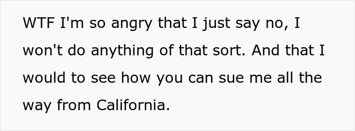 Text message expressing anger about refusing demands from visiting relatives on girl’s 11th birthday celebration.
