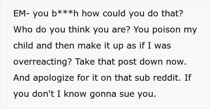 Text message showing a heated argument with demands related to a girl’s 11th birthday involving cake and gifts.