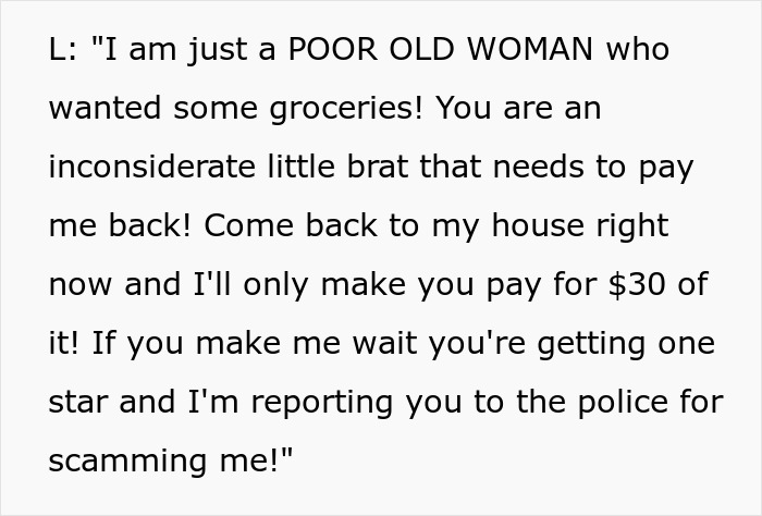 Alt text: Argument between grocery Karen and shopper over unpaid extra items and refusal to cover the bill. Alt text: Argument between grocery Karen and shopper over unpaid extra items and refusal to cover the bill.
