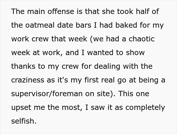 Middle-aged woman with a shopping habit caught stealing roommate’s food, causing frustration in shared living space.