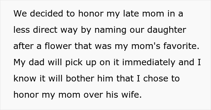 Text about honoring late mom through grandbaby’s name, dad views grandbaby as sign from late wife, disagrees with name choice. Text about honoring late mom through grandbaby’s name, dad views grandbaby as sign from late wife, disagrees with name choice.