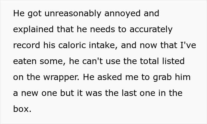 Text excerpt showing boyfriend explaining need to record caloric intake accurately after girlfriend finds secret scale for measuring number twos. Text excerpt showing boyfriend explaining need to record caloric intake accurately after girlfriend finds secret scale for measuring number twos.