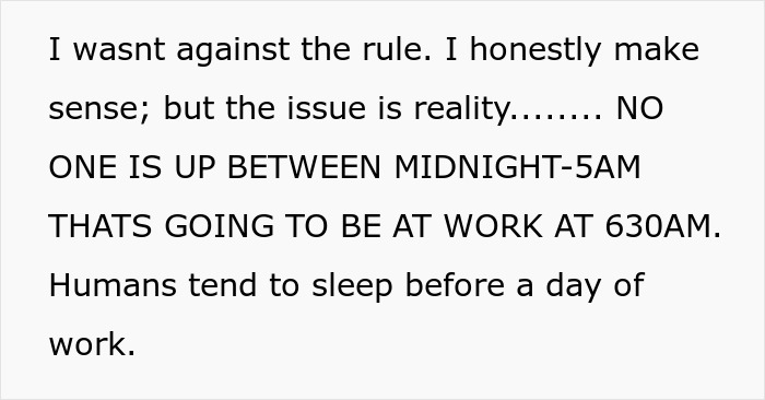 Text about worker following new policy causing disaster at medical facility, highlighting challenges in shift timing and reality. Text about worker following new policy causing disaster at medical facility, highlighting challenges in shift timing and reality.