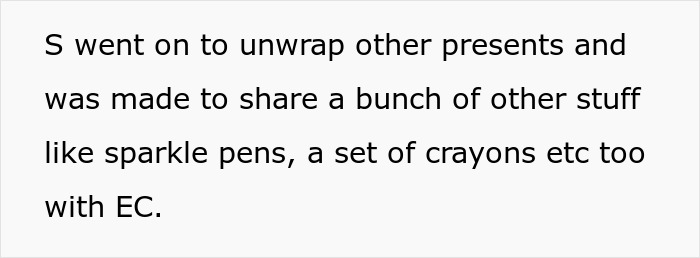 Text excerpt from an article about a girl’s 11th birthday turning sour as visiting relatives demand cake, gifts, and full attention.