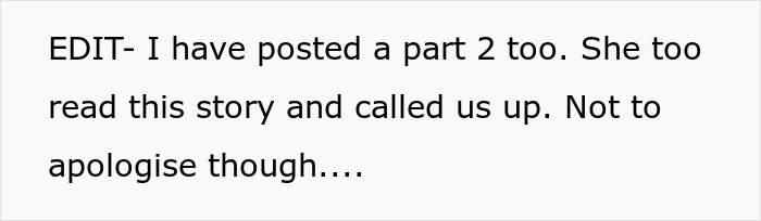 Text on white background explaining an edit about a girl’s 11th birthday turning sour due to visiting relatives demanding cake, gifts, and attention.
